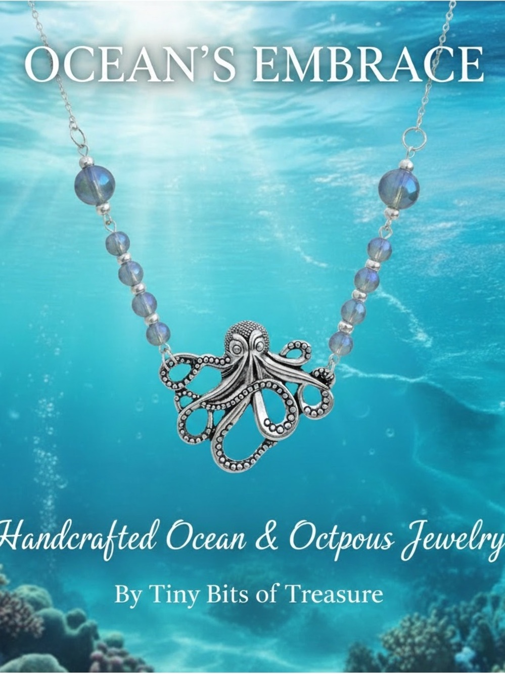 Octopus necklace. Glass bubble highlights.